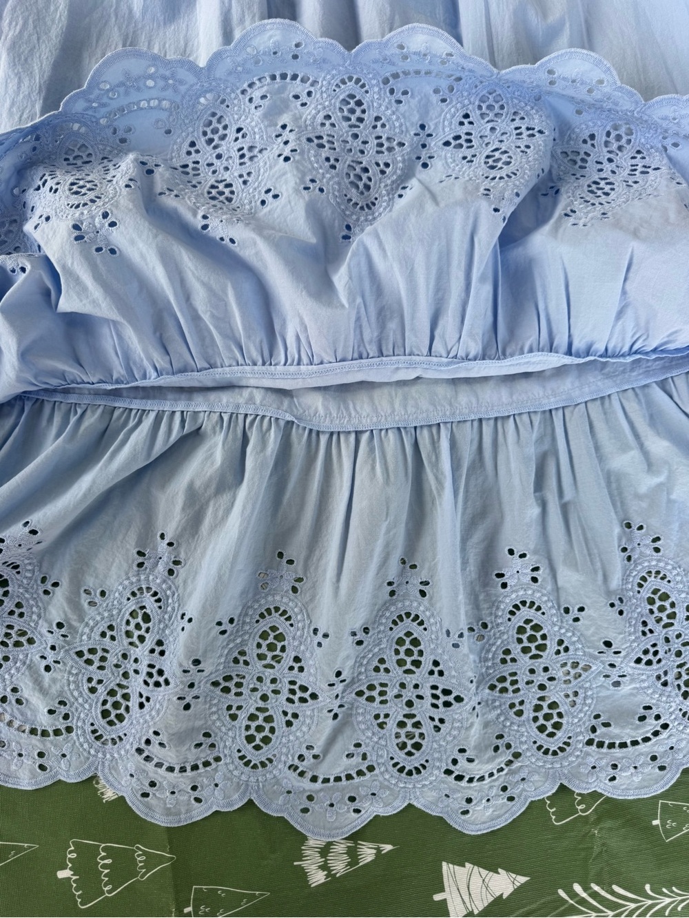 Time and Tru Women's XXL 20 Blue Cotton Eyelet Pull On A-Line Midi Skirt Pockets - Picture 14 of 16